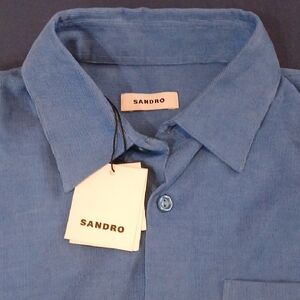 Sandro Men's Casual Blue Button Down Shirt